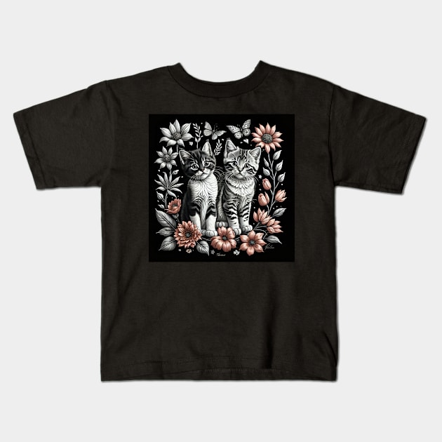 Cute little cats Kids T-Shirt by Virshan